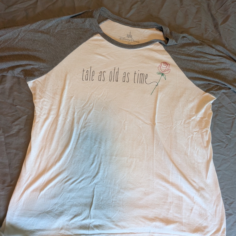 Disney Gray and White Tee with Castle Graphic